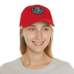 Lady front view FHK Red w/ Black patch dad hat