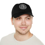 Man front view FHK Black w/ Black patch dad hat