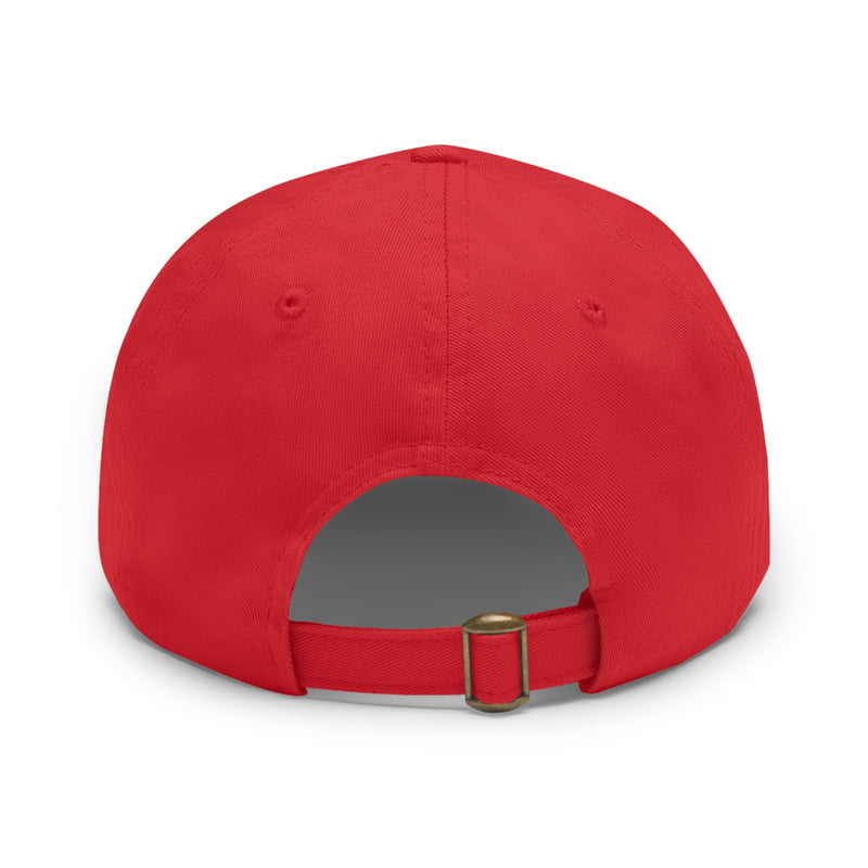 Back view FHK Red w/ Black patch dad hat 