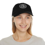 Lady front view FHK Black w/ Black patch dad hat