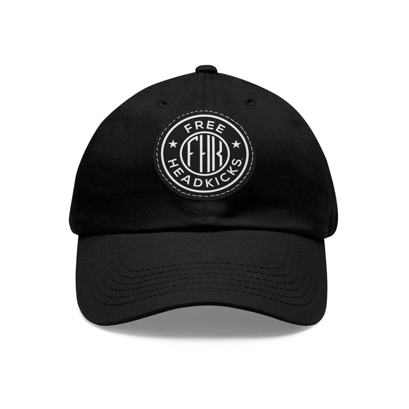 Front view FHK Black w/ Black patch dad hat